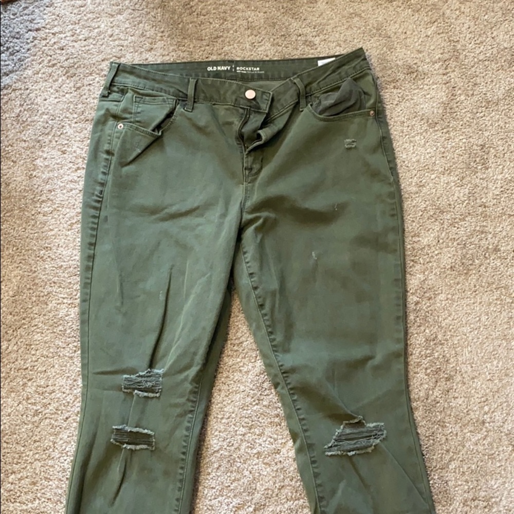 Green Old Navy Ripped Jeans WORN ONCE!